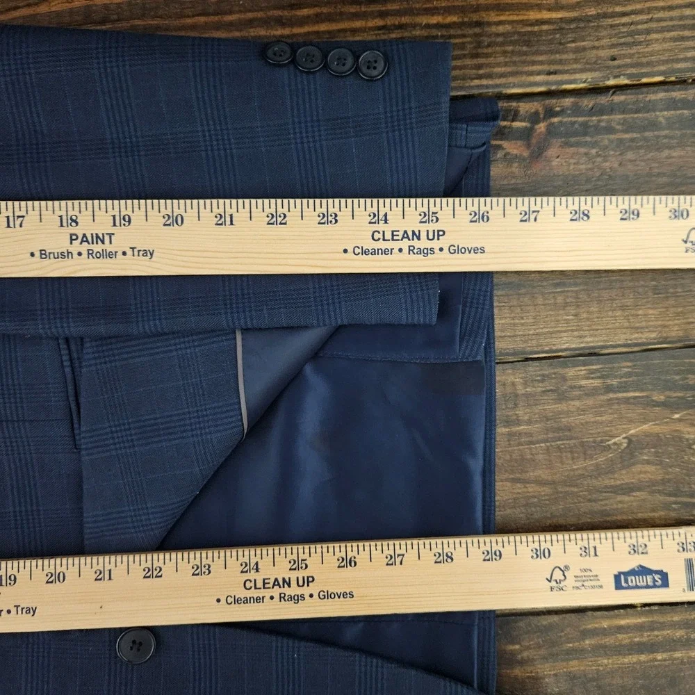 Van‎ Heusen Men's Sport Coat Blazer Two Button Navy Polyester Blend Slim 38R